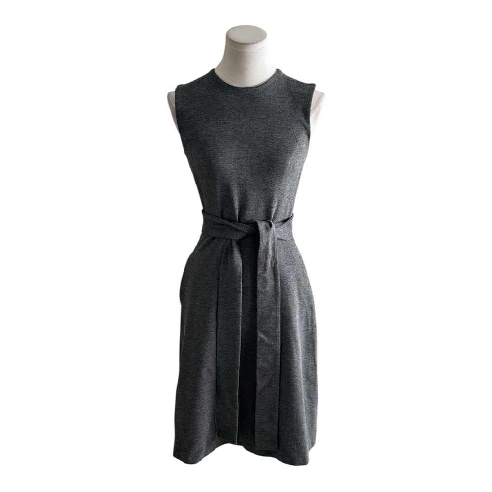 BABATON Aritzia Gray Sleeveless Sheath Mini Dress Work Party Tie Belt Size 0 XS